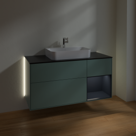 Тумба под раковину Villeroy & Boch Finion 120х50,1 см с подсветкой МДФ оливковый матовый лак/стекло черное матовое G422HGGM