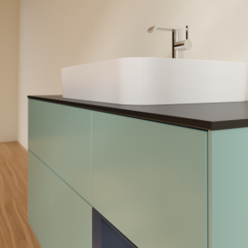 Тумба под раковину Villeroy & Boch Finion 120х50,1 см с подсветкой МДФ оливковый матовый лак/стекло черное матовое G422HGGM