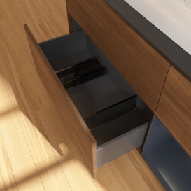 Тумба под раковину Villeroy & Boch Finion 120х50,1 см с подсветкой МДФ шпон грецкого ореха/стекло черное матовое G422HGGN