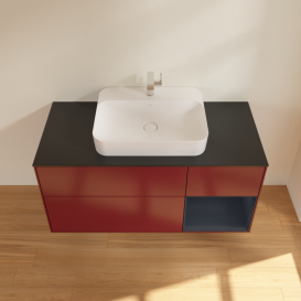 Тумба під раковину Villeroy & Boch Finion 120х50,1 см із підсвічуванням МДФ півонія матовий лак/скло чорне матове G422HGHB