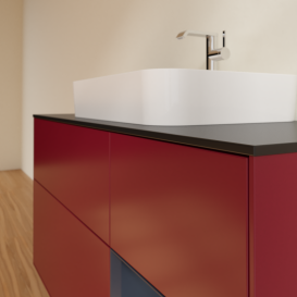 Тумба під раковину Villeroy & Boch Finion 120х50,1 см із підсвічуванням МДФ півонія матовий лак/скло чорне матове G422HGHB