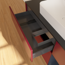 Тумба під раковину Villeroy & Boch Finion 120х50,1 см із підсвічуванням МДФ півонія матовий лак/скло чорне матове G422HGHB