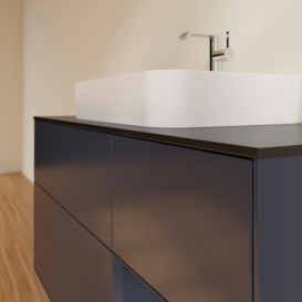 Тумба под раковину Villeroy & Boch Finion 120х50,1 см с подсветкой МДФ темно-синий матовый лак/стекло черное матовое G422HGHG