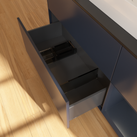 Тумба под раковину Villeroy & Boch Finion 120х50,1 см с подсветкой МДФ темно-синий матовый лак/стекло черное матовое G422HGHG