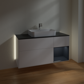 Тумба под раковину Villeroy & Boch Finion 120х50,1 см с подсветкой МДФ белый матовый лак/стекло черное матовое G422HGMT