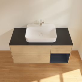 Тумба под раковину Villeroy & Boch Finion 120х50,1 см с подсветкой МДФ шпон дуба/стекло черное матовое G422HGPC