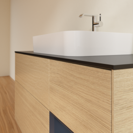 Тумба под раковину Villeroy & Boch Finion 120х50,1 см с подсветкой МДФ шпон дуба/стекло черное матовое G422HGPC