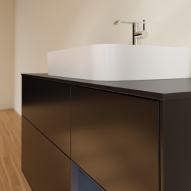 Тумба под раковину Villeroy & Boch Finion 120х50,1 см с подсветкой МДФ черный матовый лак/стекло черное матовое G422HGPD