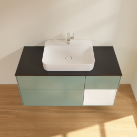 Тумба под раковину Villeroy & Boch Finion 120х50,1 см с подсветкой МДФ оливковый матовый лак/стекло черное матовое G422MTGM