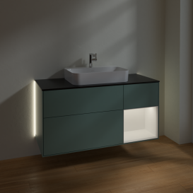 Тумба под раковину Villeroy & Boch Finion 120х50,1 см с подсветкой МДФ оливковый матовый лак/стекло черное матовое G422MTGM
