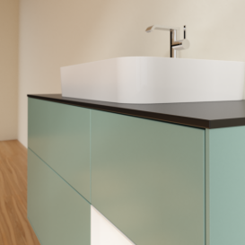 Тумба под раковину Villeroy & Boch Finion 120х50,1 см с подсветкой МДФ оливковый матовый лак/стекло черное матовое G422MTGM