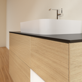 Тумба под раковину Villeroy & Boch Finion 120х50,1 см с подсветкой МДФ шпон дуба/стекло черное матовое G422MTPC