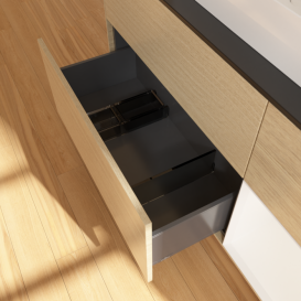 Тумба под раковину Villeroy & Boch Finion 120х50,1 см с подсветкой МДФ шпон дуба/стекло черное матовое G422MTPC