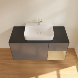 Тумба под раковину Villeroy & Boch Finion 120х50,1 см с подсветкой МДФ антрацит матовый лак/стекло черное матовое G422PCGK