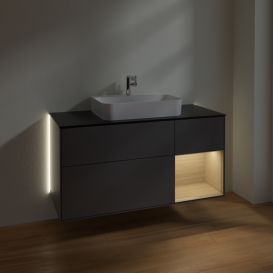 Тумба под раковину Villeroy & Boch Finion 120х50,1 см с подсветкой МДФ антрацит матовый лак/стекло черное матовое G422PCGK