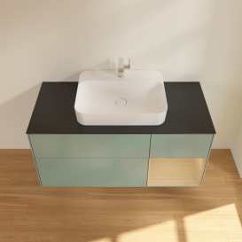 Тумба под раковину Villeroy & Boch Finion 120х50,1 см с подсветкой МДФ оливковый матовый лак/стекло черное матовое G422PCGM