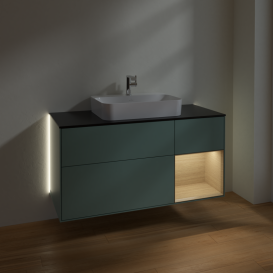 Тумба под раковину Villeroy & Boch Finion 120х50,1 см с подсветкой МДФ оливковый матовый лак/стекло черное матовое G422PCGM