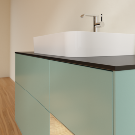 Тумба под раковину Villeroy & Boch Finion 120х50,1 см с подсветкой МДФ оливковый матовый лак/стекло черное матовое G422PCGM