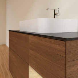 Тумба под раковину Villeroy & Boch Finion 120х50,1 см с подсветкой МДФ шпон грецкого ореха/стекло черное матовое G422PCGN