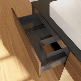 Тумба под раковину Villeroy & Boch Finion 120х50,1 см с подсветкой МДФ шпон грецкого ореха/стекло черное матовое G422PCGN