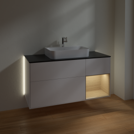 Тумба под раковину Villeroy & Boch Finion 120х50,1 см с подсветкой МДФ белый матовый лак/стекло черное матовое G422PCMT