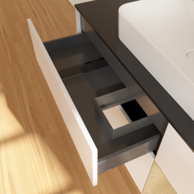 Тумба под раковину Villeroy & Boch Finion 120х50,1 см с подсветкой МДФ белый матовый лак/стекло черное матовое G422PCMT