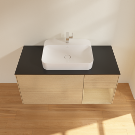 Тумба под раковину Villeroy & Boch Finion 120х50,1 см с подсветкой МДФ шпон дуба/стекло черное матовое G422PCPC