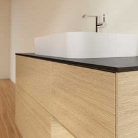 Тумба под раковину Villeroy & Boch Finion 120х50,1 см с подсветкой МДФ шпон дуба/стекло черное матовое G422PCPC