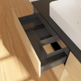 Тумба под раковину Villeroy & Boch Finion 120х50,1 см с подсветкой МДФ шпон дуба/стекло черное матовое G422PCPC