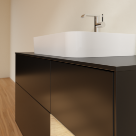 Тумба под раковину Villeroy & Boch Finion 120х50,1 см с подсветкой МДФ черный матовый лак/стекло черное матовое G422PCPD