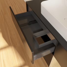 Тумба под раковину Villeroy & Boch Finion 120х50,1 см с подсветкой МДФ черный матовый лак/стекло черное матовое G422PCPD