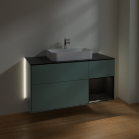 Тумба під раковину Villeroy & Boch Finion 120х50,1 см із підсвічуванням МДФ оливковий матовий лак/скло чорне матове G422PDGM