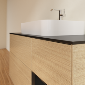 Тумба под раковину Villeroy & Boch Finion 120х50,1 см с подсветкой МДФ шпон дуба/стекло черное матовое G422PDPC