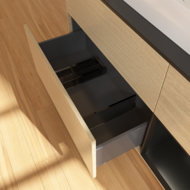 Тумба под раковину Villeroy & Boch Finion 120х50,1 см с подсветкой МДФ шпон дуба/стекло черное матовое G422PDPC