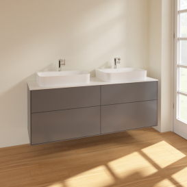 Тумба під раковину Villeroy & Boch Finion 160х50,1 см МДФ антрацит матовий лак/скло біле матове F43100GK