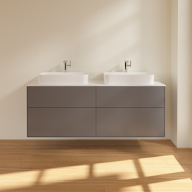 Тумба під раковину Villeroy & Boch Finion 160х50,1 см МДФ антрацит матовий лак/скло біле матове F43100GK