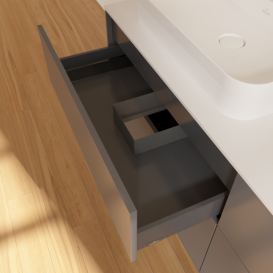 Тумба під раковину Villeroy & Boch Finion 160х50,1 см МДФ антрацит матовий лак/скло біле матове F43100GK