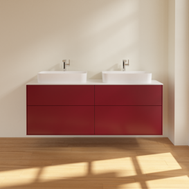 Тумба під раковину Villeroy & Boch Finion 160х50,1 см МДФ півонія матовий лак/скло біле матове F43100HB