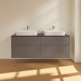 Тумба под раковину Villeroy & Boch Finion 160х50,1 см МДФ антрацит матовый лак/стекло черное матовое F43200GK