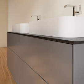 Тумба под раковину Villeroy & Boch Finion 160х50,1 см МДФ антрацит матовый лак/стекло черное матовое F43200GK