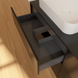 Тумба под раковину Villeroy & Boch Finion 160х50,1 см МДФ черный матовый лак/стекло черное матовое F43200PD