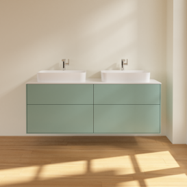 Тумба под раковину Villeroy & Boch Finion 160х50,1 см МДФ оливковый матовый лак/стекло белое матовое F43100GM