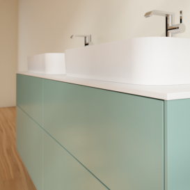 Тумба под раковину Villeroy & Boch Finion 160х50,1 см МДФ оливковый матовый лак/стекло белое матовое F43100GM