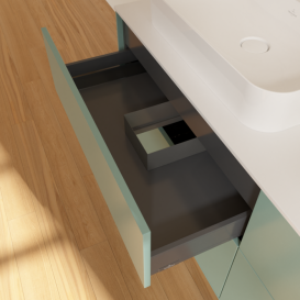 Тумба под раковину Villeroy & Boch Finion 160х50,1 см МДФ оливковый матовый лак/стекло белое матовое F43100GM