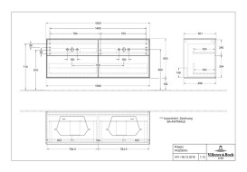 Тумба под раковину Villeroy & Boch Finion 160х50,1 см МДФ оливковый матовый лак/стекло белое матовое F43100GM