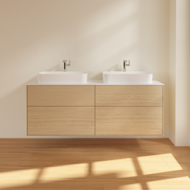 Тумба под раковину Villeroy & Boch Finion 160х50,1 см МДФ шпон дуба/стекло белое матовое F43100PC