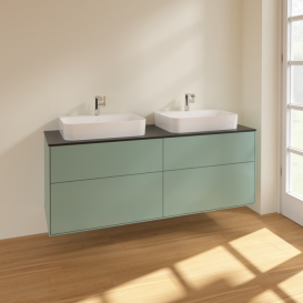 Тумба под раковину Villeroy & Boch Finion 160х50,1 см МДФ оливковый матовый лак/стекло черное матовое F43200GM