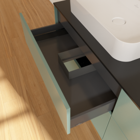 Тумба под раковину Villeroy & Boch Finion 160х50,1 см МДФ оливковый матовый лак/стекло черное матовое F43200GM