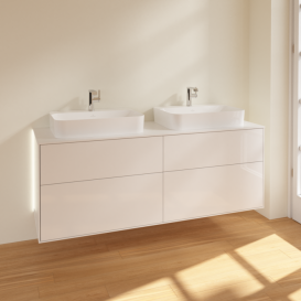 Тумба под раковину Villeroy & Boch Finion 160х50,1 см с подсветкой МДФ глянцевый белый лак/стекло белое матовое G43100GF