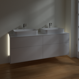 Тумба под раковину Villeroy & Boch Finion 160х50,1 см с подсветкой МДФ глянцевый белый лак/стекло белое матовое G43100GF
